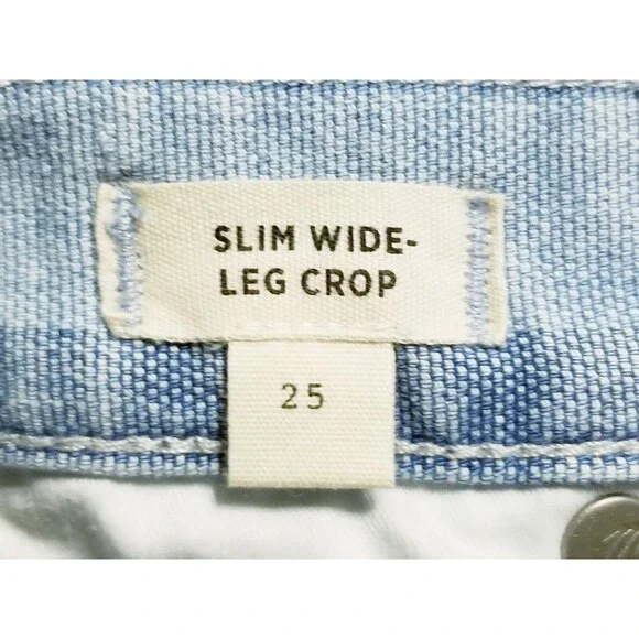 Madewell Jeans Women's 25 Slim Wide-Leg Crop Striped Denim Light Wash (27x25) - Picture 5 of 7